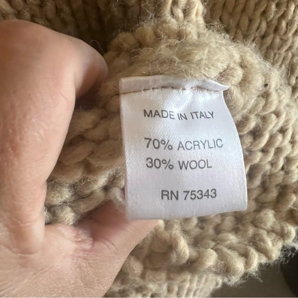 Berretti Made In Italy Chunky Cableknit Cardigan S Tan Cottagecore - Picture 5 of 6